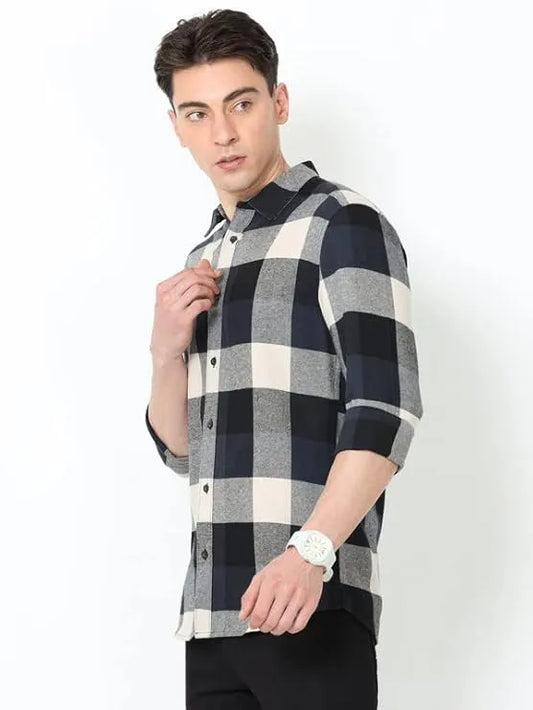 Men Full Sleeves Formal Check Shirts Slim Fit