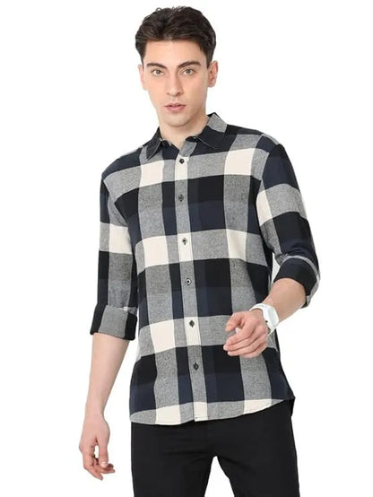 Men Full Sleeves Formal Check Shirts Slim Fit