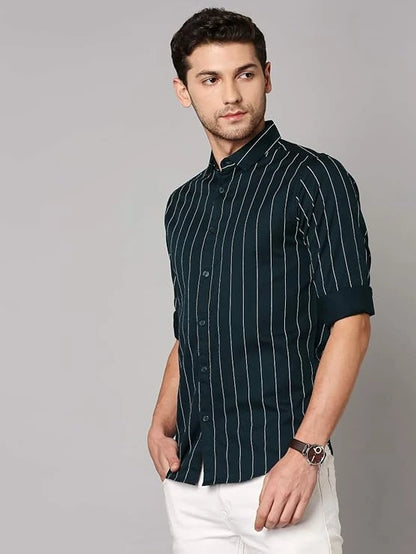 Dennis Lingo Men's Striped Slim Fit Cotton Casual Shirt