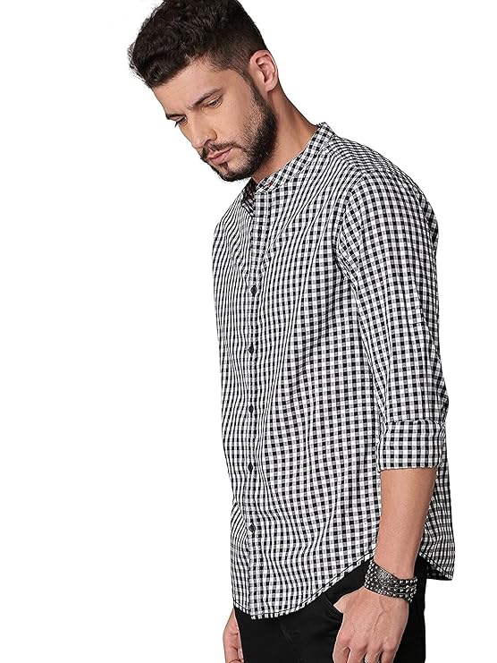 IndoPrimo Men's Regular Fit Checks Cotton Casual Shirt for Men Full Sleeves