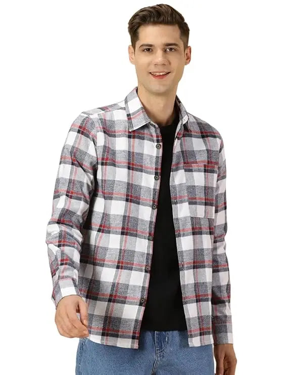 Thomas Scott Men's Classic Slim Fit Tartan Checked Pure Cotton Casual Shirt